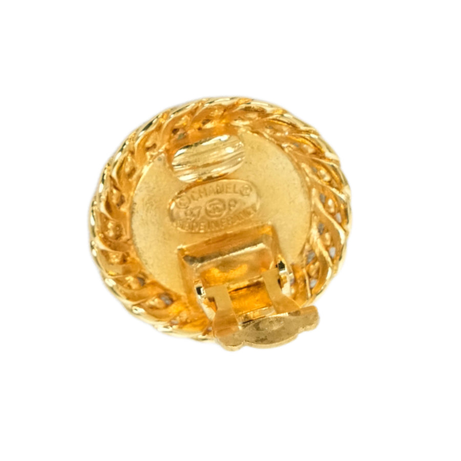 CHANEL Gold Button Earrings