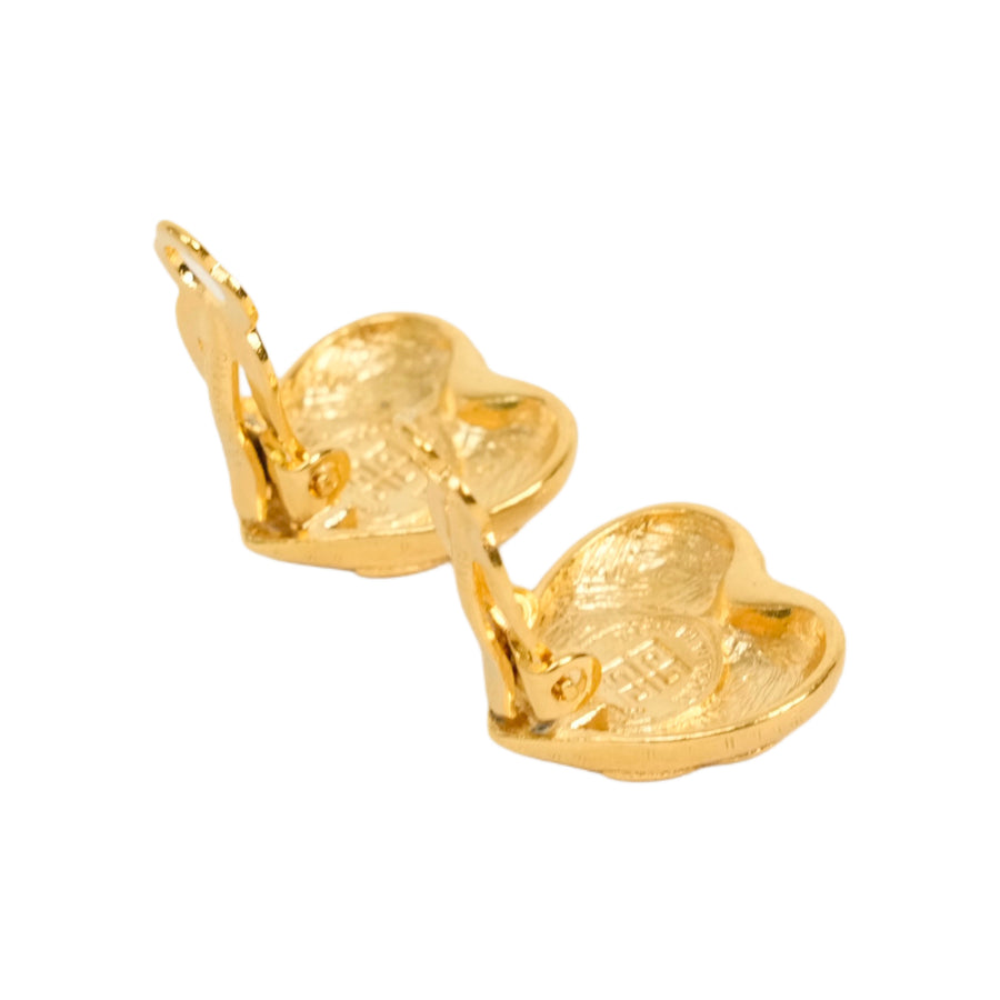 GIVENCHY Rhinestone Heart Earrings