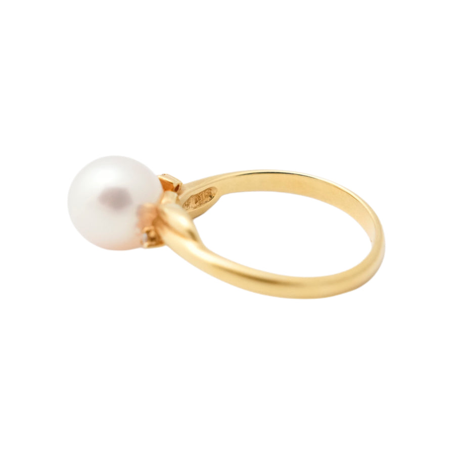 TASAKI K18 Pearl 7.70mm (Side Stones: Diamond 0.01) 2.8g  Ring