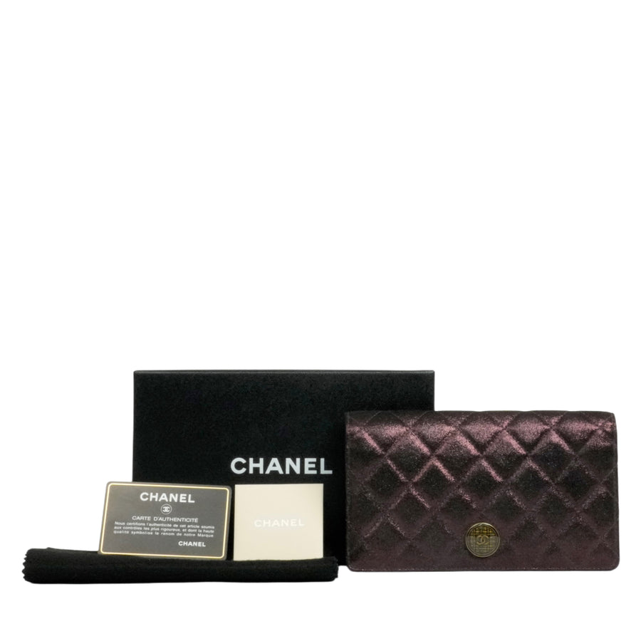 CHANEL Matelassé Tweed Bi-fold Long Wallet