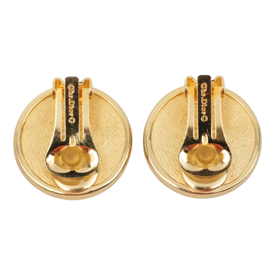CHRISTIAN DIOR Emblem Round Circle Earring