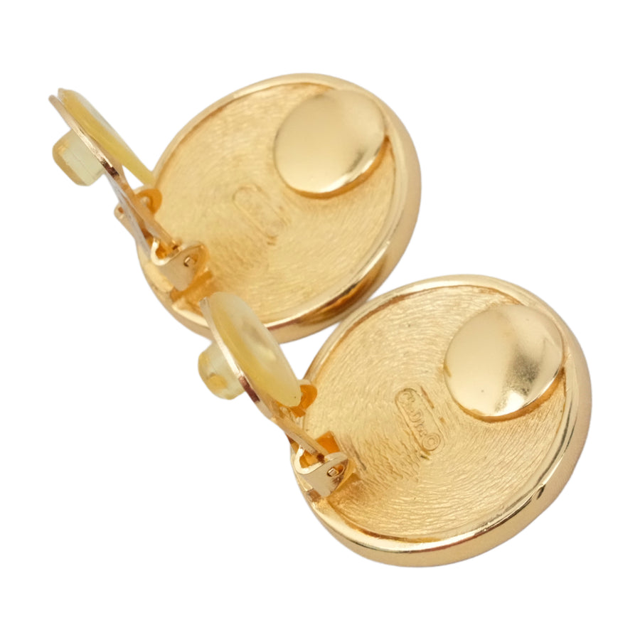 CHRISTIAN DIOR Emblem Round Circle Earring