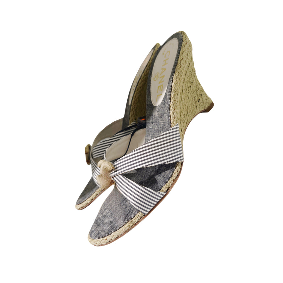 CHANEL Coco Mark Marine Mules Sandals