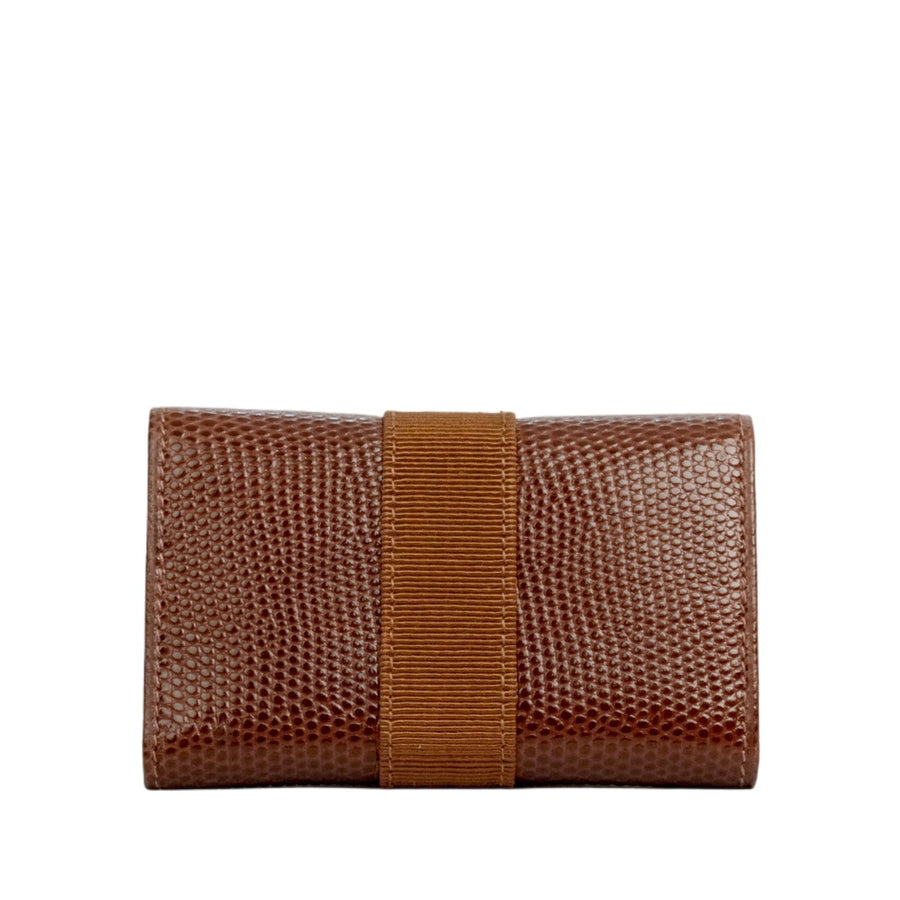 SALVATORE FERRAGAMO Lizard Pattern Vara Plate Key Case