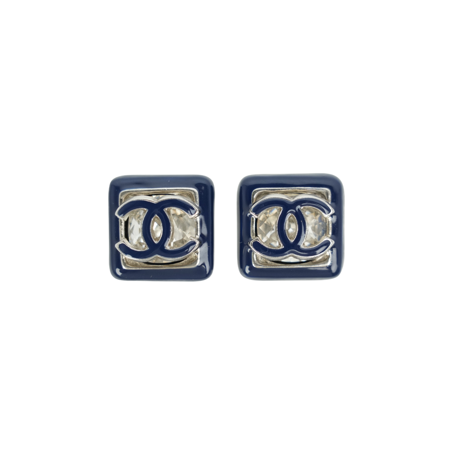 CHANEL Rhinestone Coco Mark Earrings