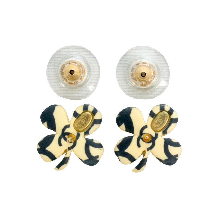 CHANEL Clover Motif Earrings