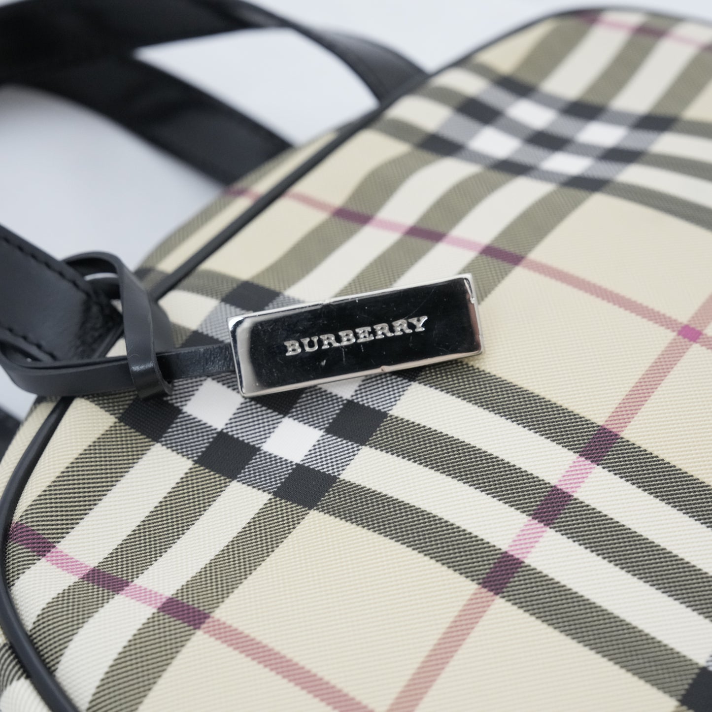 BURBERRY Leather Nova Check Handbag