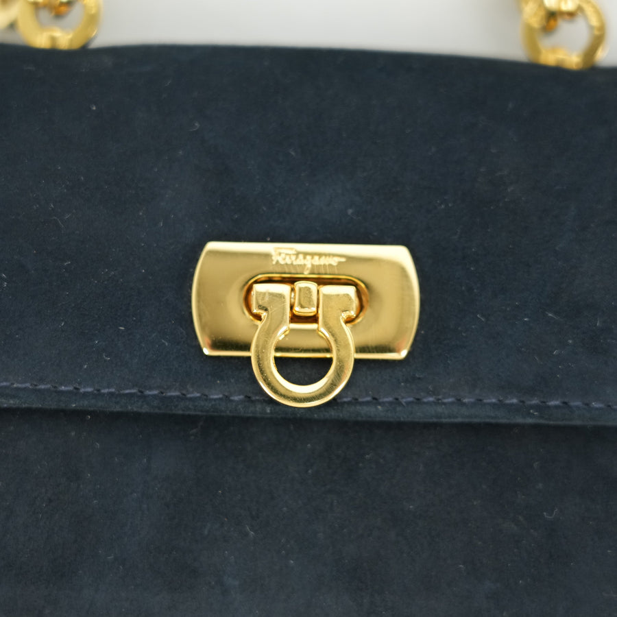 SALVATORE FERRAGAMO Suede Gancin Mini Shoulder Bag