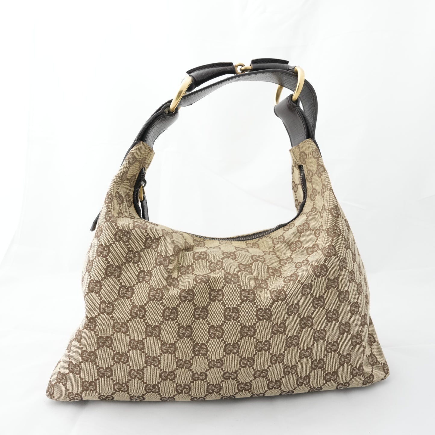 GUCCI  Canvas Leather Brown With Gold Hardware  Shoulder Bag