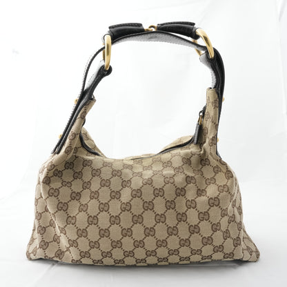 GUCCI  Canvas Leather Brown With Gold Hardware  Shoulder Bag