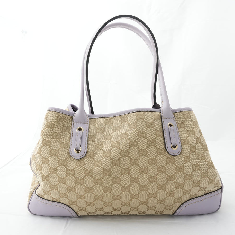 GUCCI  GG Canvas 163805 Gold Hardware Tote Bag/Shoulder Bag