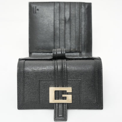 GUCCI Leather Logo W-Hook Compact Wallet