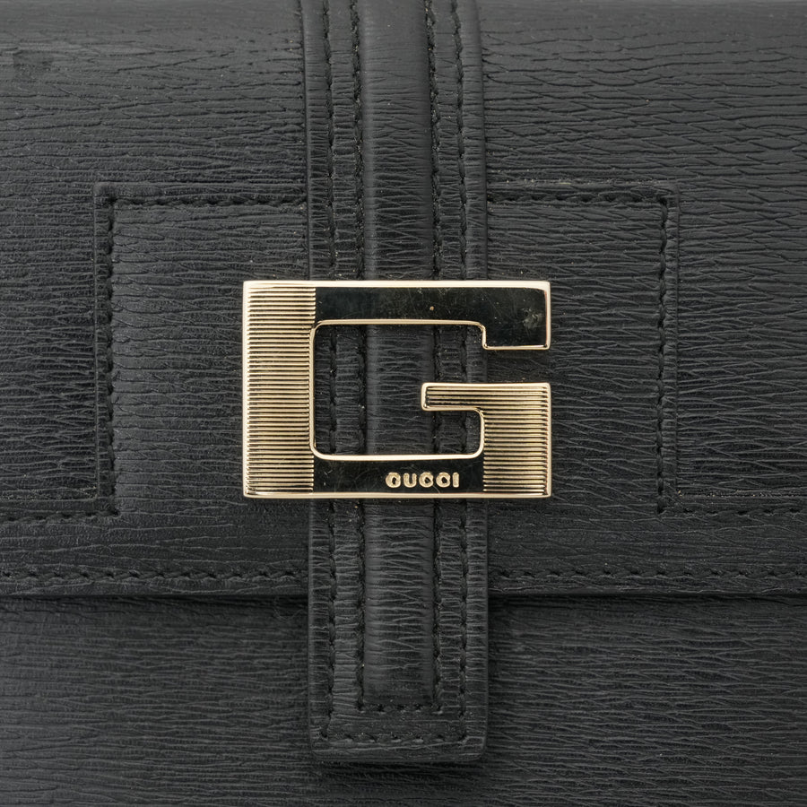 GUCCI Leather Logo W-Hook Compact Wallet