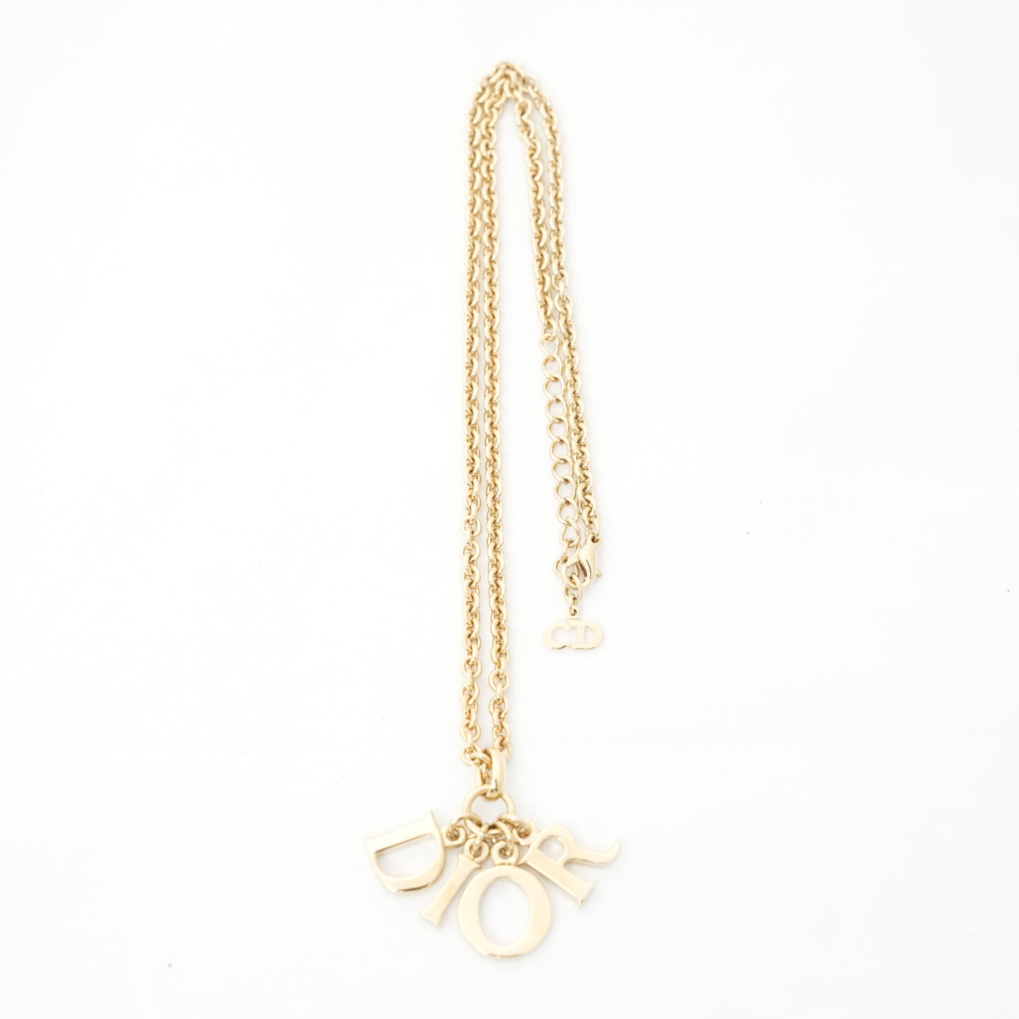 CHRISTIAN DIOR Logo Rose Gold Necklace