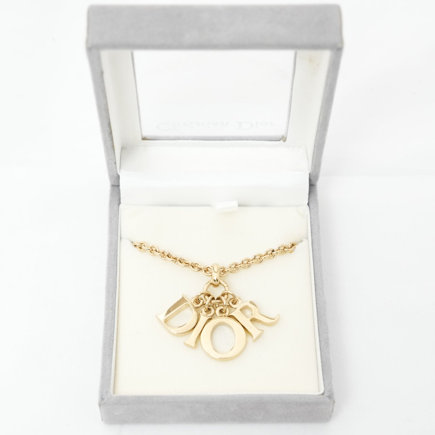 CHRISTIAN DIOR Logo Rose Gold Necklace