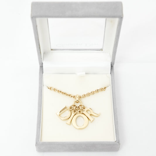 CHRISTIAN DIOR Logo Rose Gold Necklace