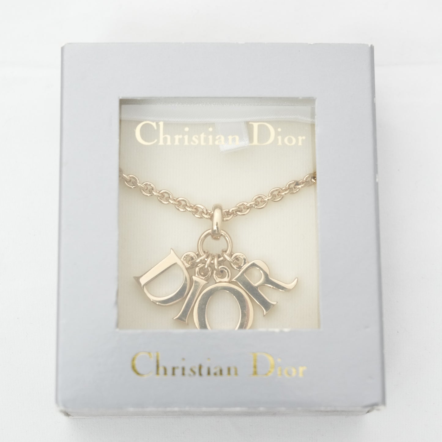 CHRISTIAN DIOR Logo Rose Gold Necklace