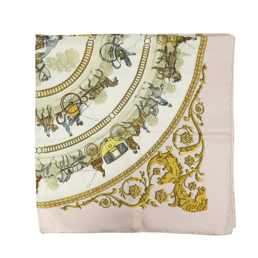 HERMES Silk Carré 90 La Promenade de Longchamps Scarf