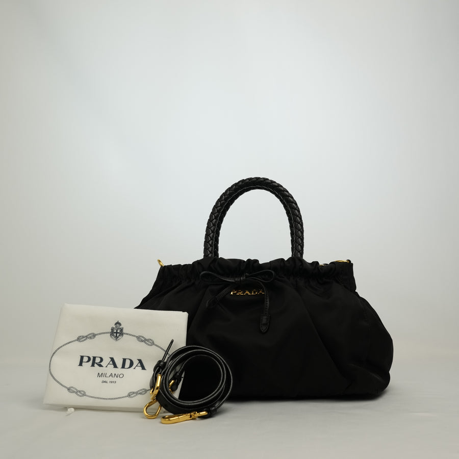 PRADA Nylon Ribbon Motif Handbag/Shoulder Bag 2-Way