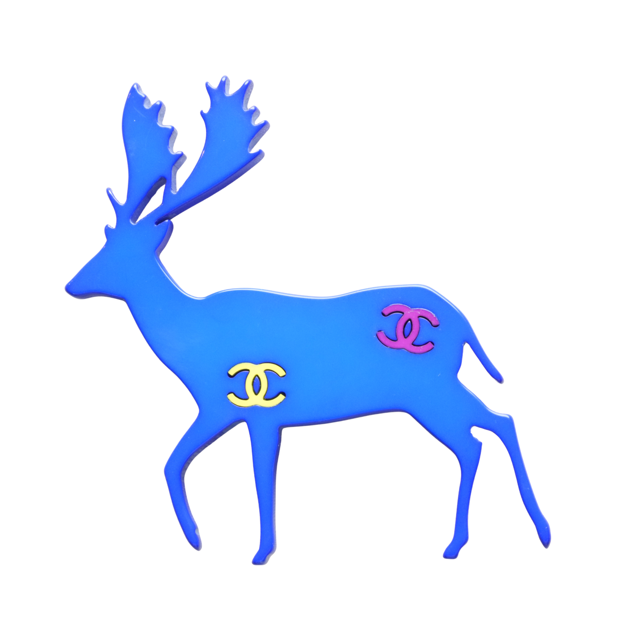 CHANEL Deer Motif Coco Mark Brooch