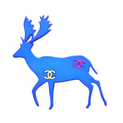 CHANEL Deer Motif Coco Mark Brooch