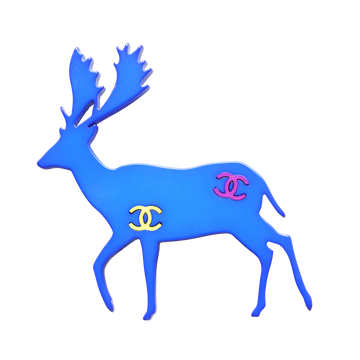 CHANEL Deer Motif Coco Mark Brooch