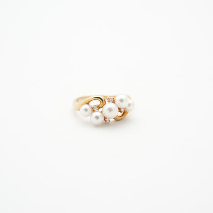 TASAKI K18 Pearl (Main Stone: 4.0-5.1mm) (Side Stones: Diamond 0.04) 4g  Ring