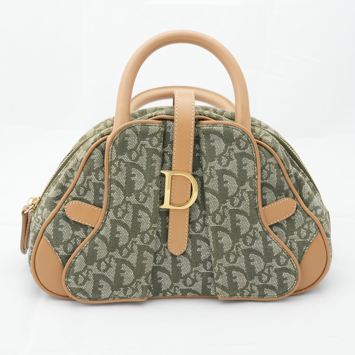 CHRISTIAN DIOR Mini Double Canvas Green Trotter PZ0701  Saddle Bag