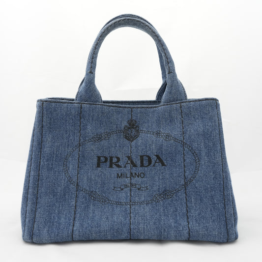 PRADA Canvas Denim Tote Bag/Handbag