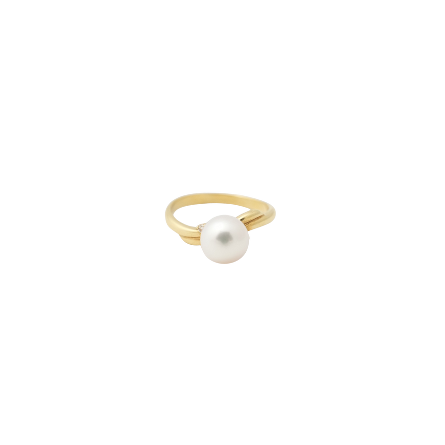 TASAKI K18 Pearl 7.70mm (Side Stones: Diamond 0.01) 2.8g  Ring