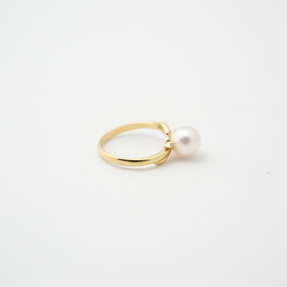 TASAKI K18 Pearl 7.70mm (Side Stones: Diamond 0.01) 2.8g  Ring