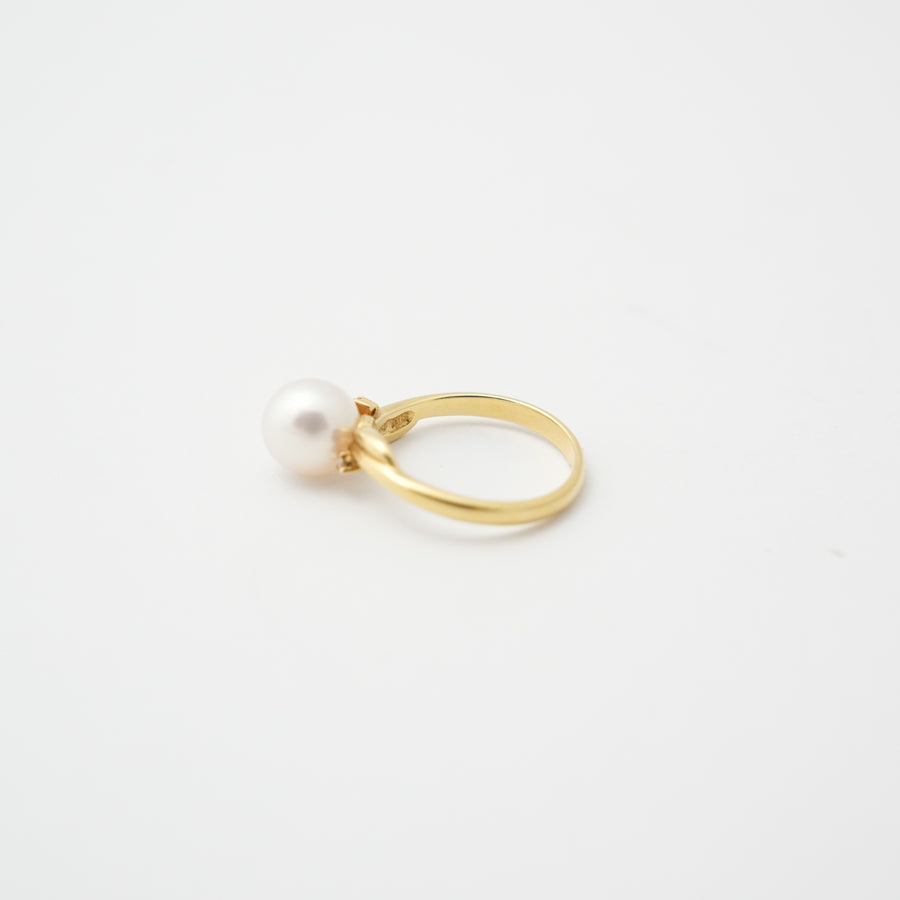 TASAKI K18 Pearl 7.70mm (Side Stones: Diamond 0.01) 2.8g  Ring