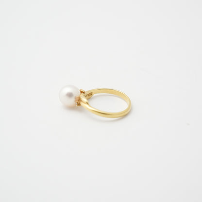 TASAKI K18 Pearl 7.70mm (Side Stones: Diamond 0.01) 2.8g  Ring