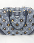 LOUIS VUITTON Denim Polka Dots Panama Bowly Canvas Navy Boston/Handbag M95418