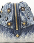 LOUIS VUITTON Denim Polka Dots Panama Bowly Canvas Navy Boston/Handbag M95418