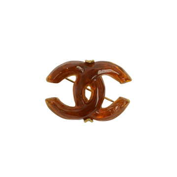 CHANEL Tortoise Shell Coco Mark Brooch