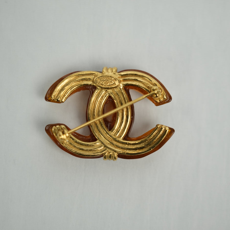 CHANEL Tortoise Shell Coco Mark Brooch