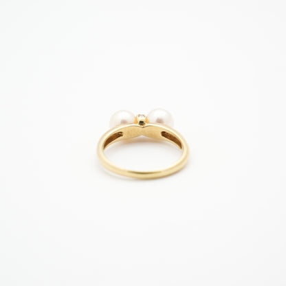 TASAKI K18 Pearl 7.00mm (Side Stones: Diamond 0.04) 4.6g Ring