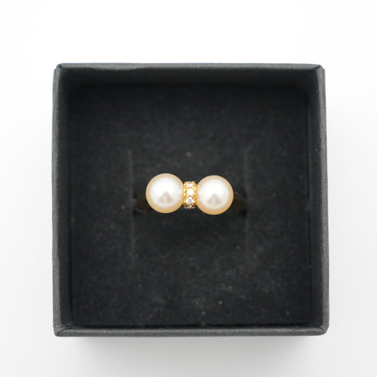 TASAKI K18 Pearl 7.00mm (Side Stones: Diamond 0.04) 4.6g Ring