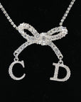 CHRISTIAN DIOR Ribbon Motif Rhinestone Necklace