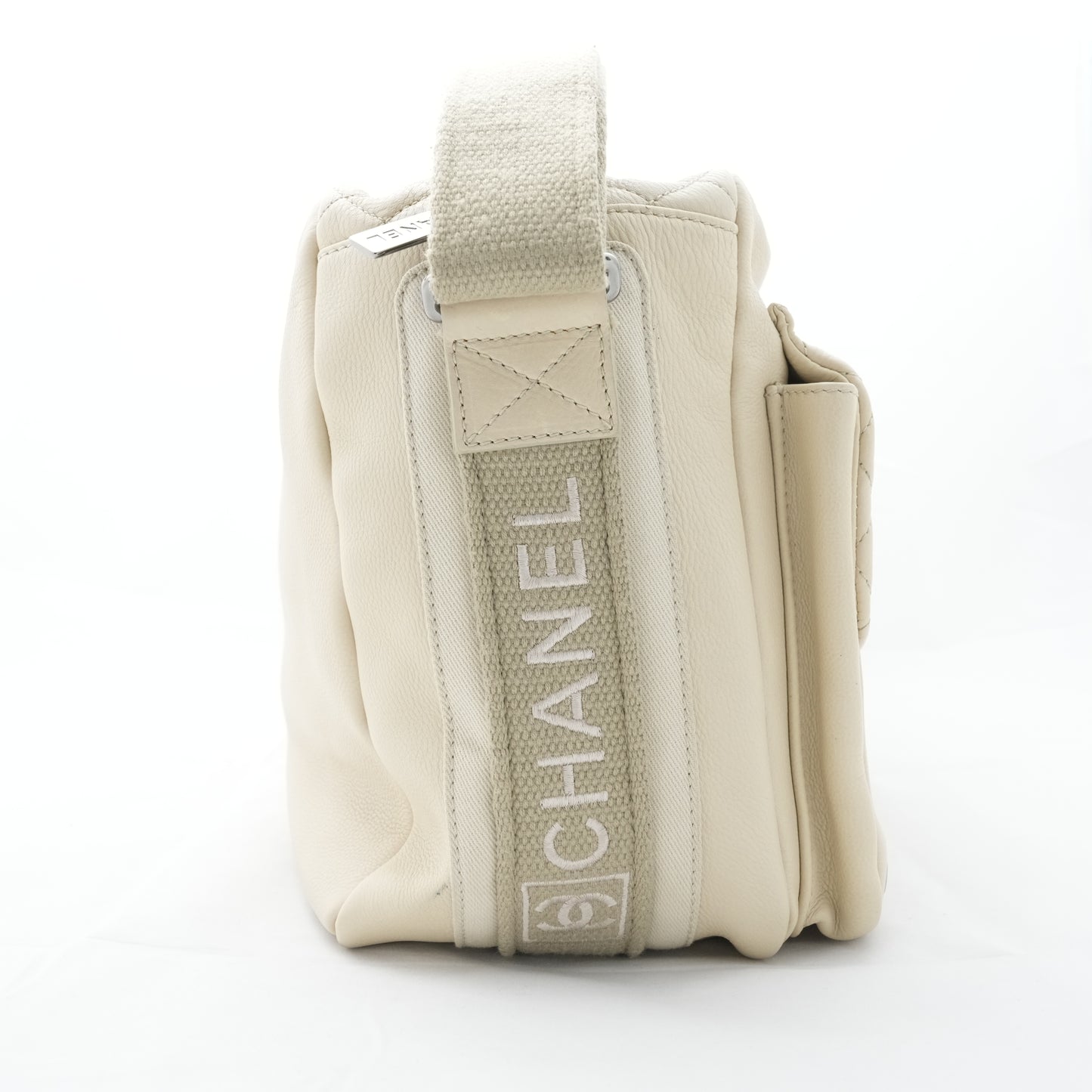 CHANEL 2008-2009 Leather Beige Shoulder Bag