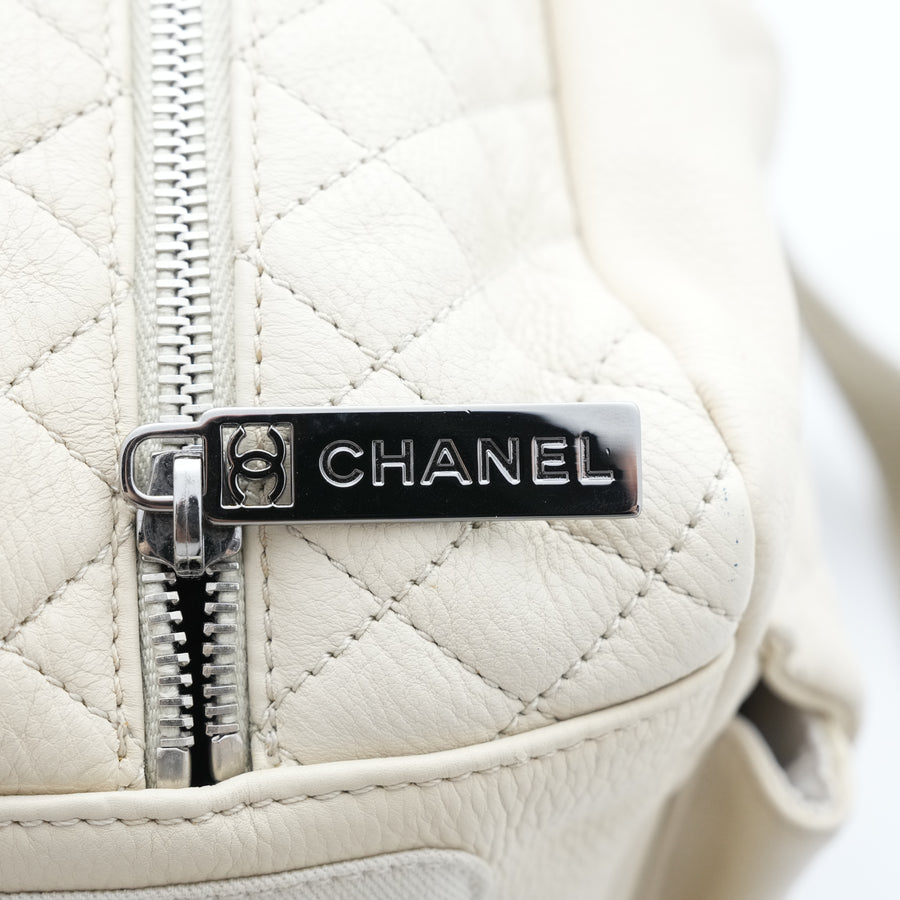 CHANEL 2008-2009 Leather Beige Shoulder Bag