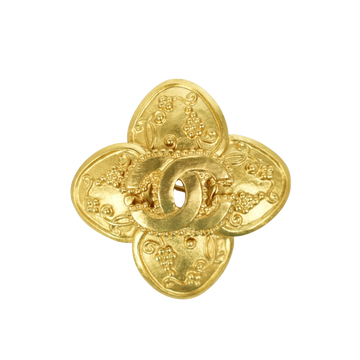 CHANEL Flower Motif Coco Mark Brooch