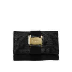 SALVATORE FERRAGAMO Lizard Pattern Vara Plate Key Case