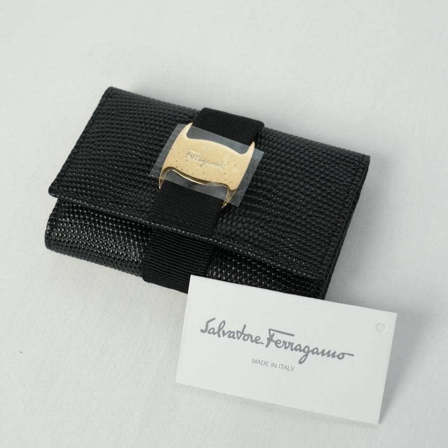 SALVATORE FERRAGAMO Lizard Pattern Vara Plate Key Case