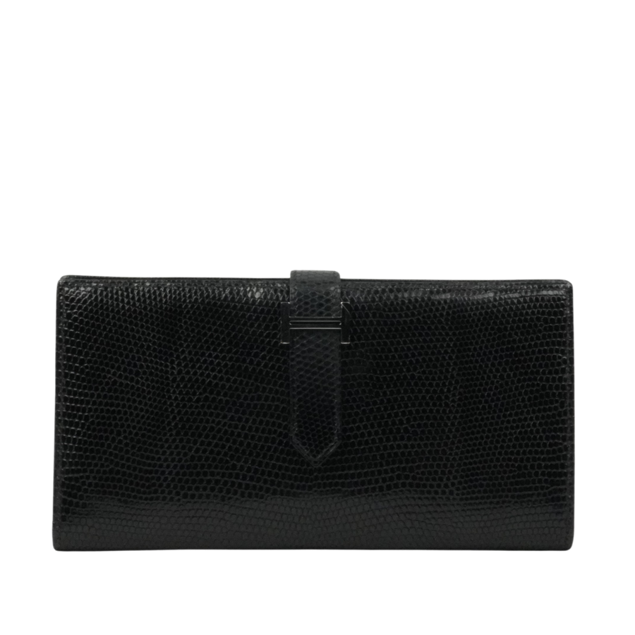 HERMES Lizard Bearn Classic Long Wallet