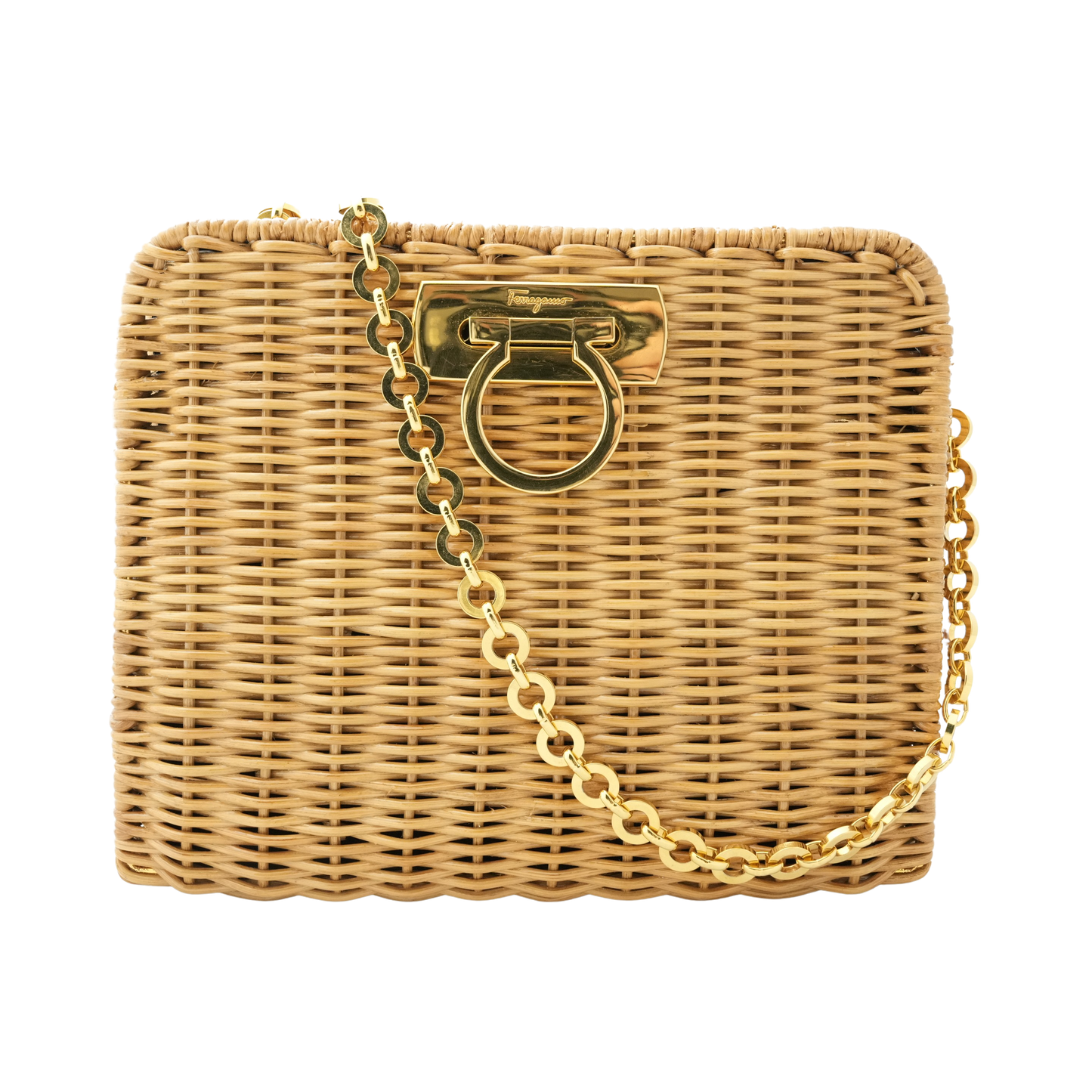 SALVATORE FERRAGAMO Gancini Rattan Shoulder Bag