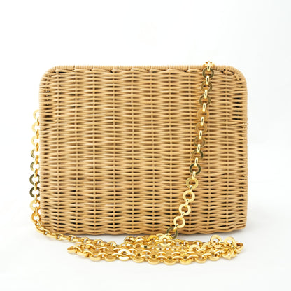 SALVATORE FERRAGAMO Gancini Rattan Shoulder Bag