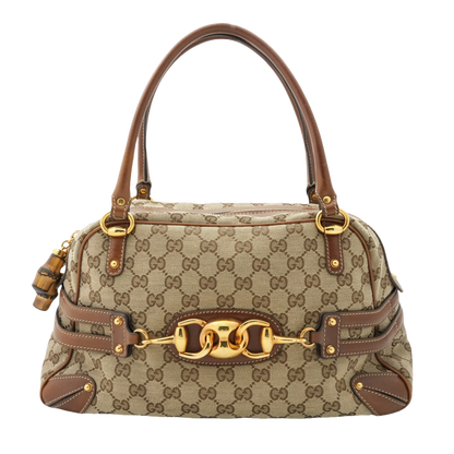 GUCCI GG Canvas Bamboo Shoulder Bag