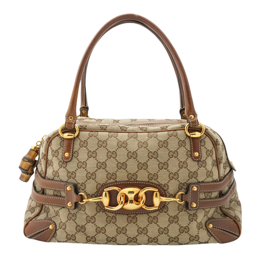 GUCCI GG Canvas Bamboo Shoulder Bag